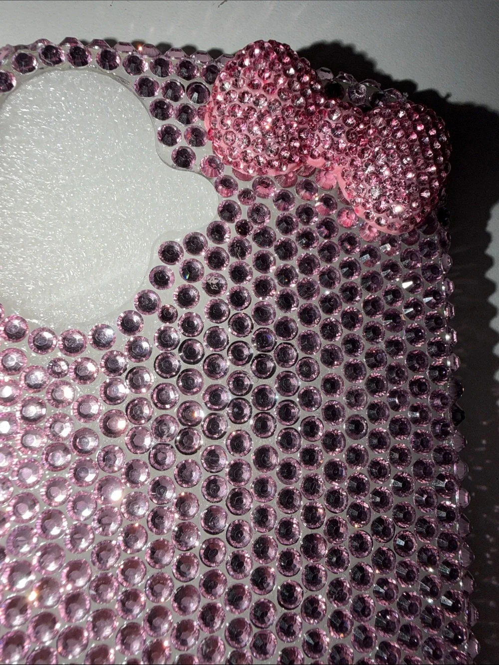 Pink Rhinestone Bling iPhone 17 Case with Hello Kitty Bow Accent